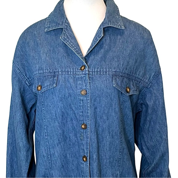 Eddie Bauer Denim Shirt Dress Women’s Sz M 
Vintage Classic Sophisticated - Picture 4 of 12